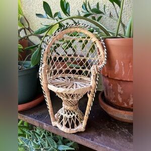 Vintage Mini Wicker Peacock Chair